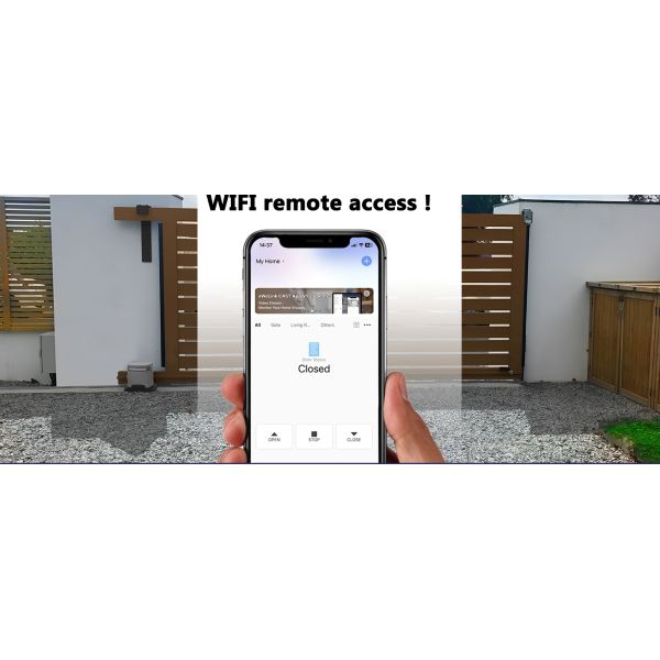 Chain Drive Sliding Gate Opener Solar Powered WiFi Control Backup Battery