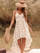 Quality V Collar Floral Casual Dress Sexy Summer Long Dress For Women for sale