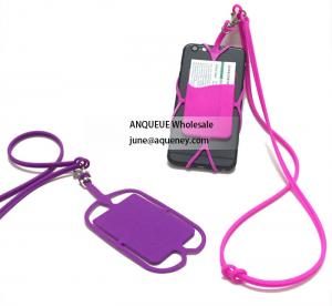 Quality Promotional Silicone Lanyard Smart Wallet,Silicone phone case with business card holder for sale