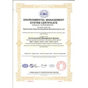 Hebei Double Goats Grinding Wheel Manufacturing Co., Ltd Certifications