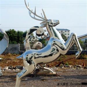 Quality Modern Garden Decoration Stainless Steel Deer Sculpture Metal Deer Statue for sale