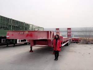 Quality Super 100 tons low bed trailer to transport a excavator and bulldozer for sale