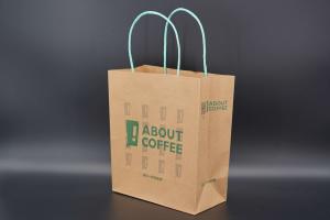 China Juice Takeaway Eco Paper Bags Wood Pulp Kraft Flexo Printing on sale