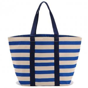 China OEM Canvas Water Resistant Lunch Cooler Bags Blue And White Stripes Color on sale