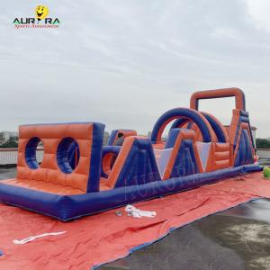 Quality PVC Outdoor Inflatable Obstacle Course Bounce House Non Toxic Red Blue Color for sale