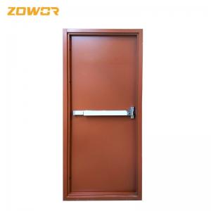 China Red Powder Coated Steel Fire Exit Doors Single Leaf 45 Mm Thick 16 Ga Face Sheet on sale