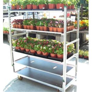 China Can Be Choose Pulling System Flower Trolley Hot Galvanized Zinc Heavy Duty Metal Frame Cart Designed for Plant Transport on sale