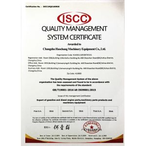 Changsha Haochang Machinery Equipment Co., Ltd Certifications
