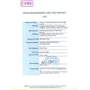 Fuzhou Tuli Electromechanical Technology Co.,Ltd. Certifications