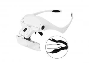 Quality 353g White Headband Magnifier With LED Light Replaceable Lenses for sale
