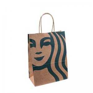 Quality Fastfood Carryout Handle Paper Bags Custom Logo Design Printing for sale