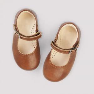 Quality 2023 Cute Fancy Soft Genuine Leather Children Buckle Strap Princess Hard Sole Dress Shoes for sale