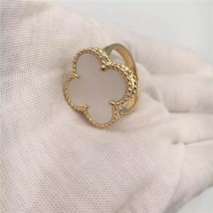 Quality White Mother-Of-Pearl 18K Gold Ring Magic Alhambra Simple Design For Young Ladies for sale