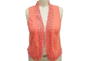 Quality V Neck Ladies Tank Tops Sleeveless Short Cardigan Vest Fashion Lace Crochet for sale