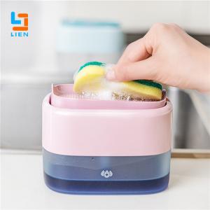 Quality Detergent Kitchen Soap Dispenser With Sponge Holder Pink Blue Color for sale