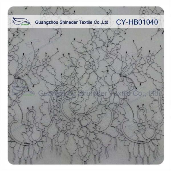 Buy Thin Soft Charming Chantilly Floral Bridal Lace , Nylon Scallop Wedding Dress Lace at wholesale prices