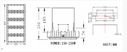 IP65 led lighting module LED flood light 150Watt for area lighting fixture.