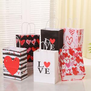 Quality KM Custom White Paper Gift Bags Valentines Day For Goodies And Treats for sale