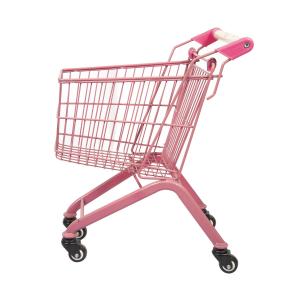 Quality Pink 20L Supermarket Mini Kids Shopping Carts Toy Metal Childrens Shopping Trolley for sale