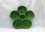 Ceramic 5 Part Snacks Plates Dolomite Cabbage Leaf Design Green Candy Decoration