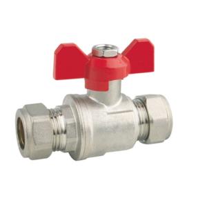 China 22mm 15mm Brass Compression Ball Valve With Butterfly Handle on sale
