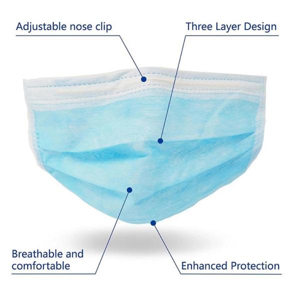 Disposable Earloop Face Mask , Meltblown Nonwoven Fabric Face Mask