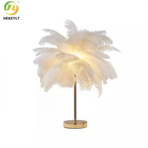 Quality H50cm Usb Bedside Table Lamp Dimmable Decorative G4 Gold Iron Feather for sale