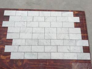 Quality Subway Marble Mosaic Tile  3 X 6 Carrara White For Bathroom , 2/5 Thickness for sale