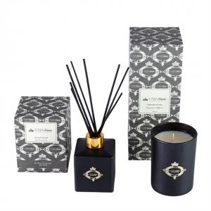 China Black Gold Candle And Diffuser Gift Set / Luxury Aromatherapy Reed Diffuser Set on sale