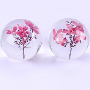 China Artificial Transparent Paperweight , Clear Epoxy Resin Ball With Real Dry Flower Inside on sale