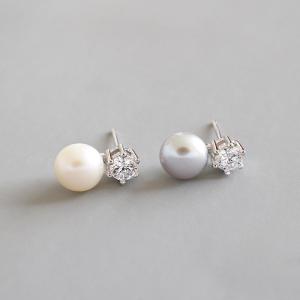 Quality Lanciashow 925 Sterling Silver Jewelry Natural Freshwater Pearl Stud Earrings for sale