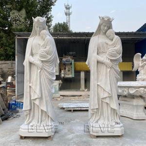 Quality Mother Mary And Jesus Marble Sculpture Life Size White Virgin Mary Statue Stone Carving Religious Church Outdoor for sale
