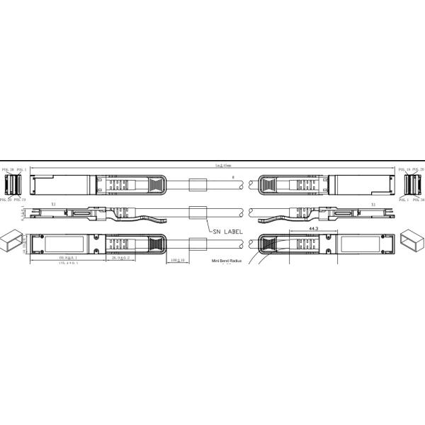 QSFP56 DAC Direct Attach Copper Twinax Cable 200G 3M