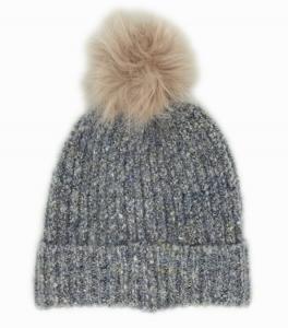Quality Melange Color Shinny Yarn Popular Knit Hats With Big Pompom for sale