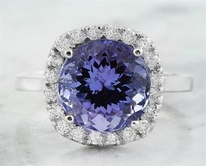 China 6.02 CTW Natural Blue Tanzanite Ring 18K Solid White Gold on sale