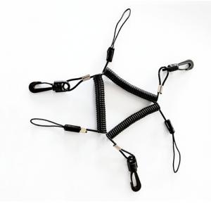 China Expanding Black Spring Coil Tool Lanyard With Belt Clip And String Loop on sale