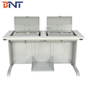 Quality School Flip Top Computer Desk / Double Computer Table With High Texture Surface for sale