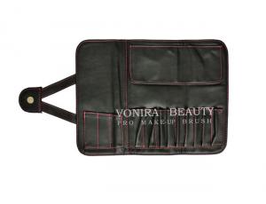 China 12 Slots Black Faux Leather Cosmetic Makeup Brushes Roll Bag Pouch Pen Case Holder on sale