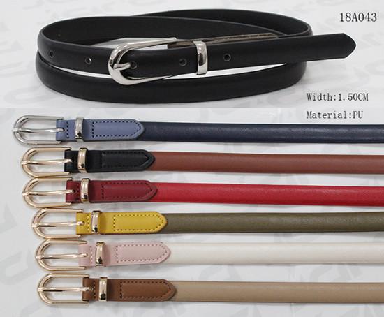 Buy Feather Edge Skinny PU Womens Fashion Belts Metal Loop / Pointed Belt Tip at wholesale prices