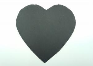 Quality Natural Stone Placemats , Black Slate Plates Heart Shape With Pads for sale