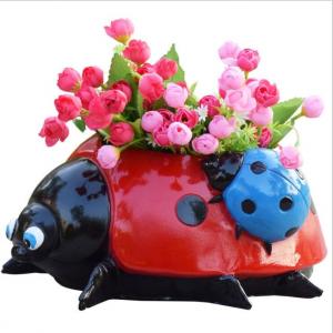 Quality polyresin Ladybug statue animal planter for garden decoration flower pot for sale