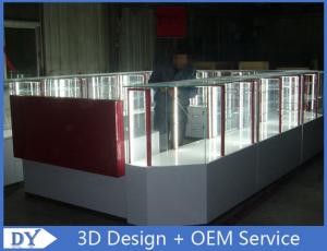 China Customize made white wooden tempered glass mobile kiosk for sale on sale