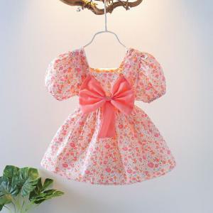 China Summer Short Sleeve Girl'S Floral Bow Dress XXS XS S M L XL on sale