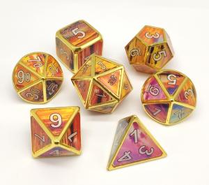 Quality Multicolor Brass RPG Dice Set Hand Carved For Dungeons And Dragons for sale