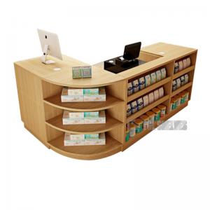 China Wooden Supermarket Cashier Counter Table With Display Case Fashionable ODM on sale