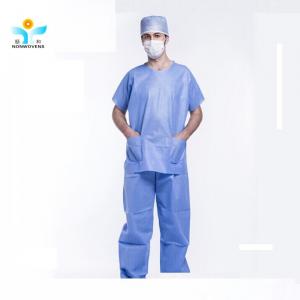 China High Breathability Medical Scrub Suit Zipper Closure With Collar Individual Packaging on sale