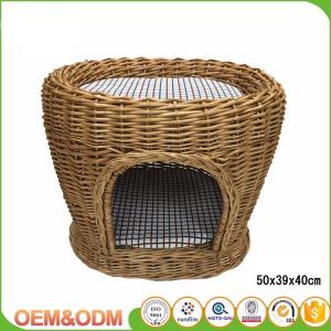Quality Wicker pet basket willow dog house wicker cat bed M size with mat 2 dogs for sale