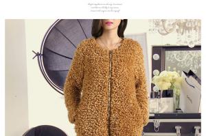 Quality Round neck zipper design long sleeves ladies fashion & elegant fur coat for sale