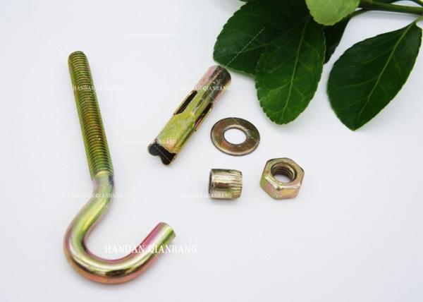 Buy Yellow Zinc Metal Expansion Open Eye Hook Bolt , Screw In Eye Hooks High Precision at wholesale prices