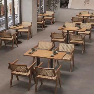 China Restaurant Coffee Shop Bistro Commercial Furniture Ash Solid Wooden Dining Set on sale